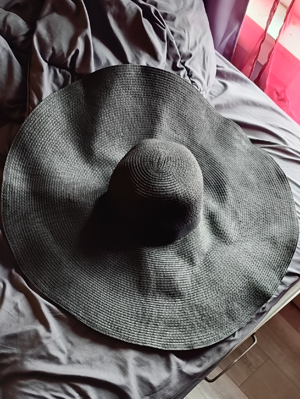 Killstar Black Wide-Brim Straw Sunhat